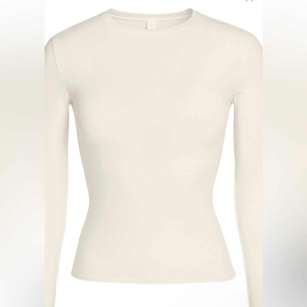 Skims off white cotton jersey long sleeve tshirt size M